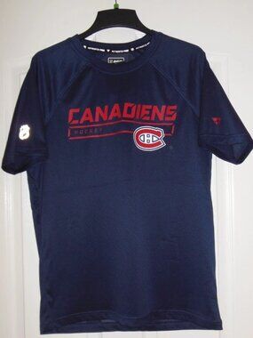 NWT MONTREAL CANADIENS Hockey Navy Blue DriFit Style Shirt sz L NHL BREATHABLE